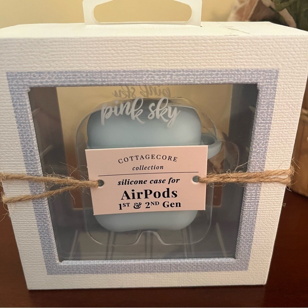 🩵👂Pink Sky Brand, Light Blue Cottage Core AirPods Case Cover, 1st or 2nd Gen